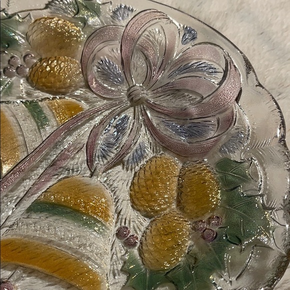 Beautiful small tray glass multicolored 10” x 8” perfect 🎅⛄️🎄decoration - Picture 5 of 8